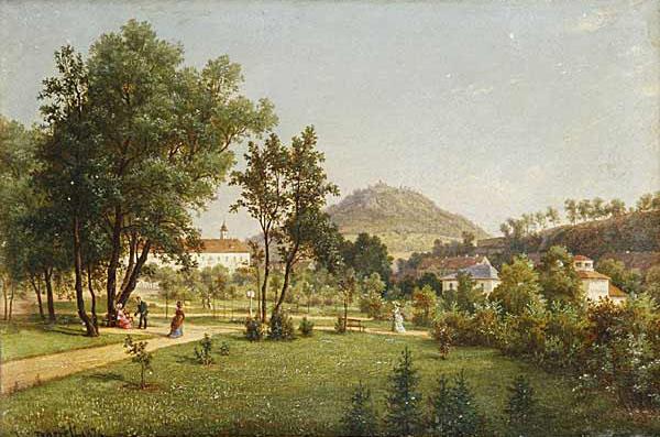 Ernst Gustav Doerell A View of the Doubravka from the Teplice Chateau Park oil painting picture